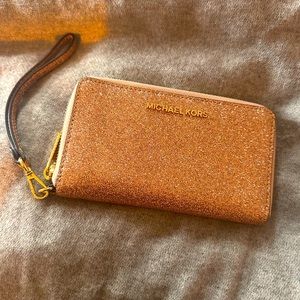 Rose gold glitter wristlet/wallet